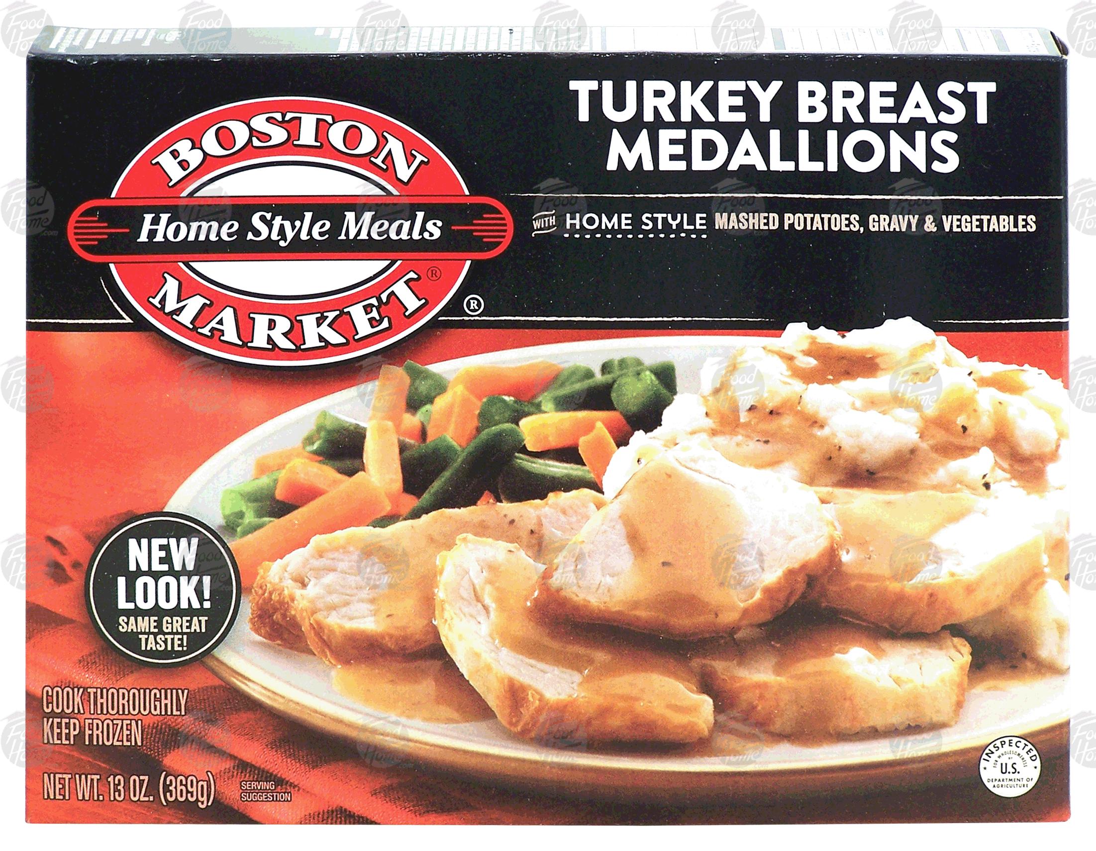 Boston Market Home Style Meals turkey breast medallions with home style mashed potatoes, gravy & vegetables Full-Size Picture